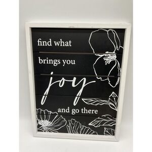 Rustic Wood Wall Sign Find What Brings You Joy Floral Farmhouse Decor Hanging